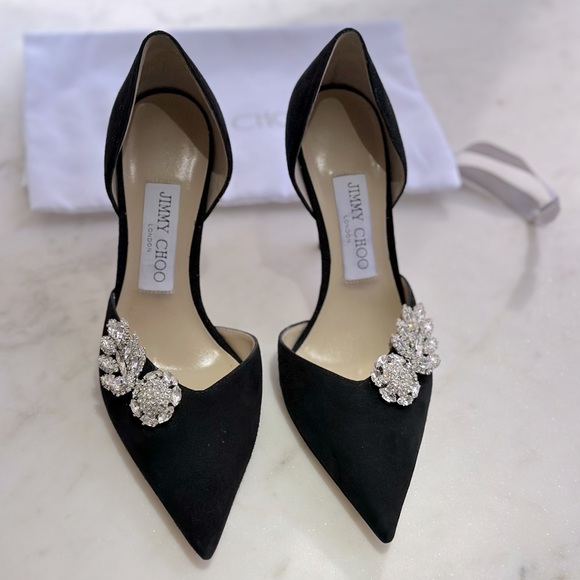 NWOB Jimmy Choo Crystal Embellished Black Suede Pumps - Picture 5 of 7